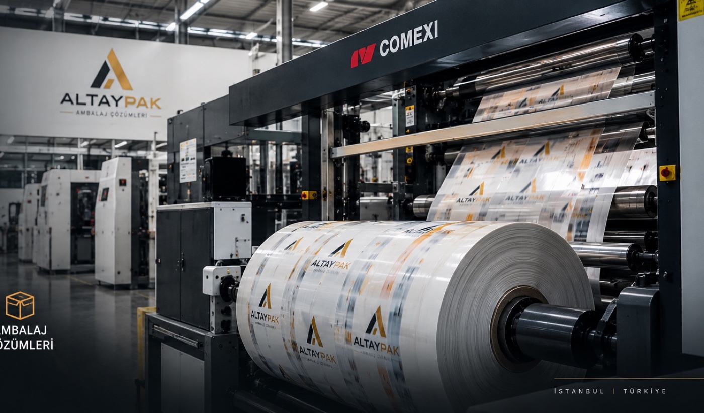 Altaypak üretim hattı: Comexi laminasyon makinesi ve baskılı ALTAYPAK film bobini
